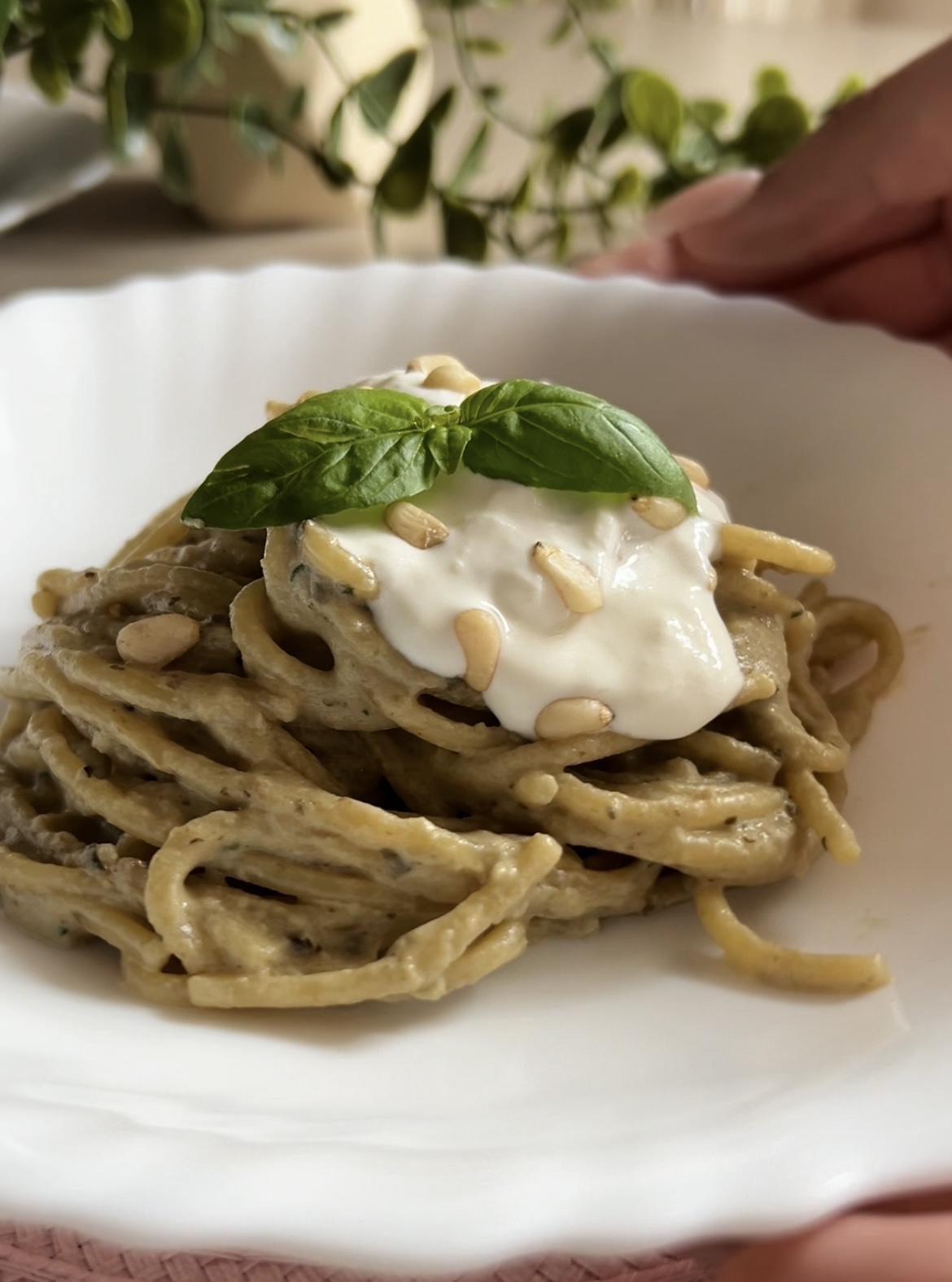 Pasta crema melanzane stracciatella